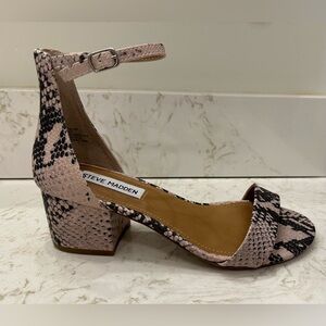 Steve Madden Irenee Block Heel Snakeskin Sandals 7